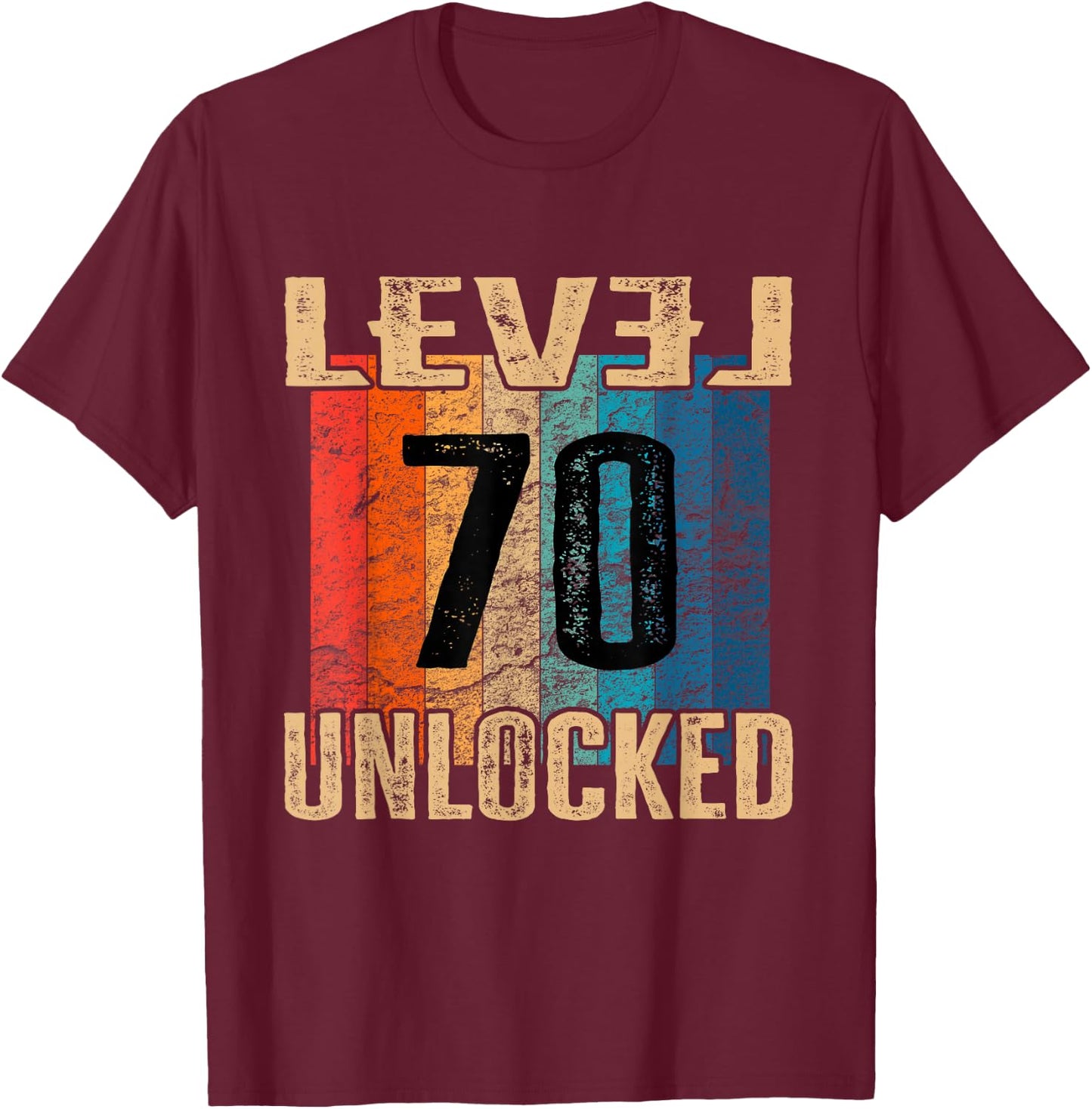 70. Geburtstag Level Unlocked Vintage Retro T-Shirt - T-Shirt | Maroon