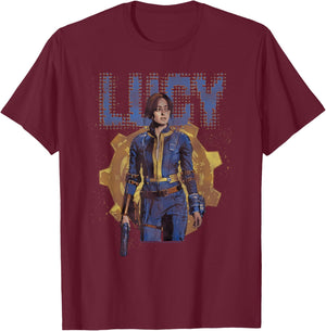 Fallout TV Series Lucy MacLean Vault Half-Tone 33 , Black, S T-Shirt - T-Shirt | Maroon