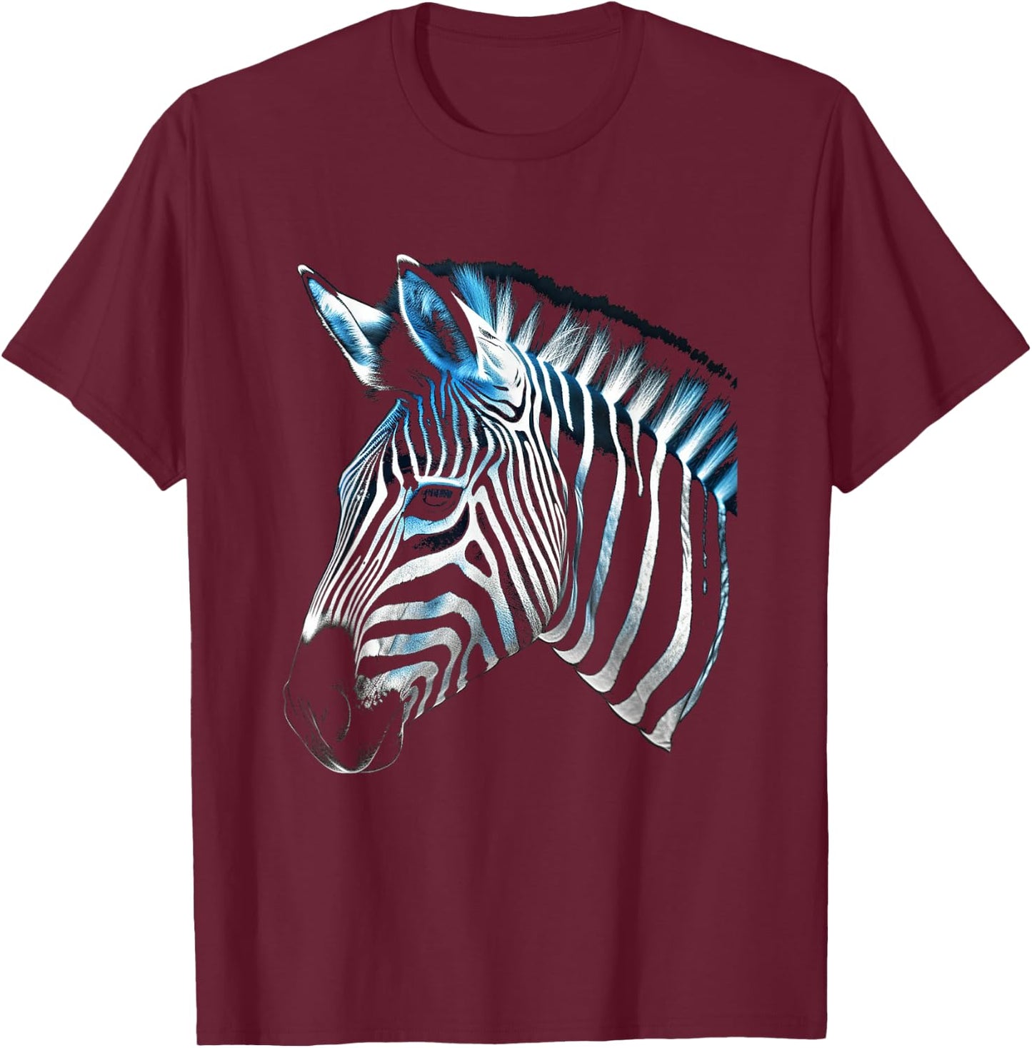 Zebra Lover Artwork | Animal Motif Zebra T-Shirt - T-Shirt | Maroon