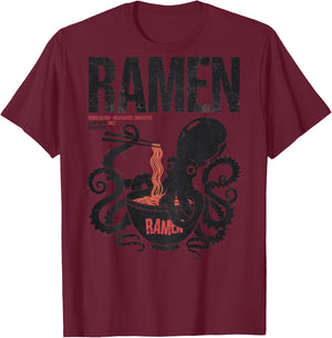 Ramen Kawaii Otaku Manga Anime Backprint Streetwear Urban , grey, S T-Shirt - T-Shirt | Maroon