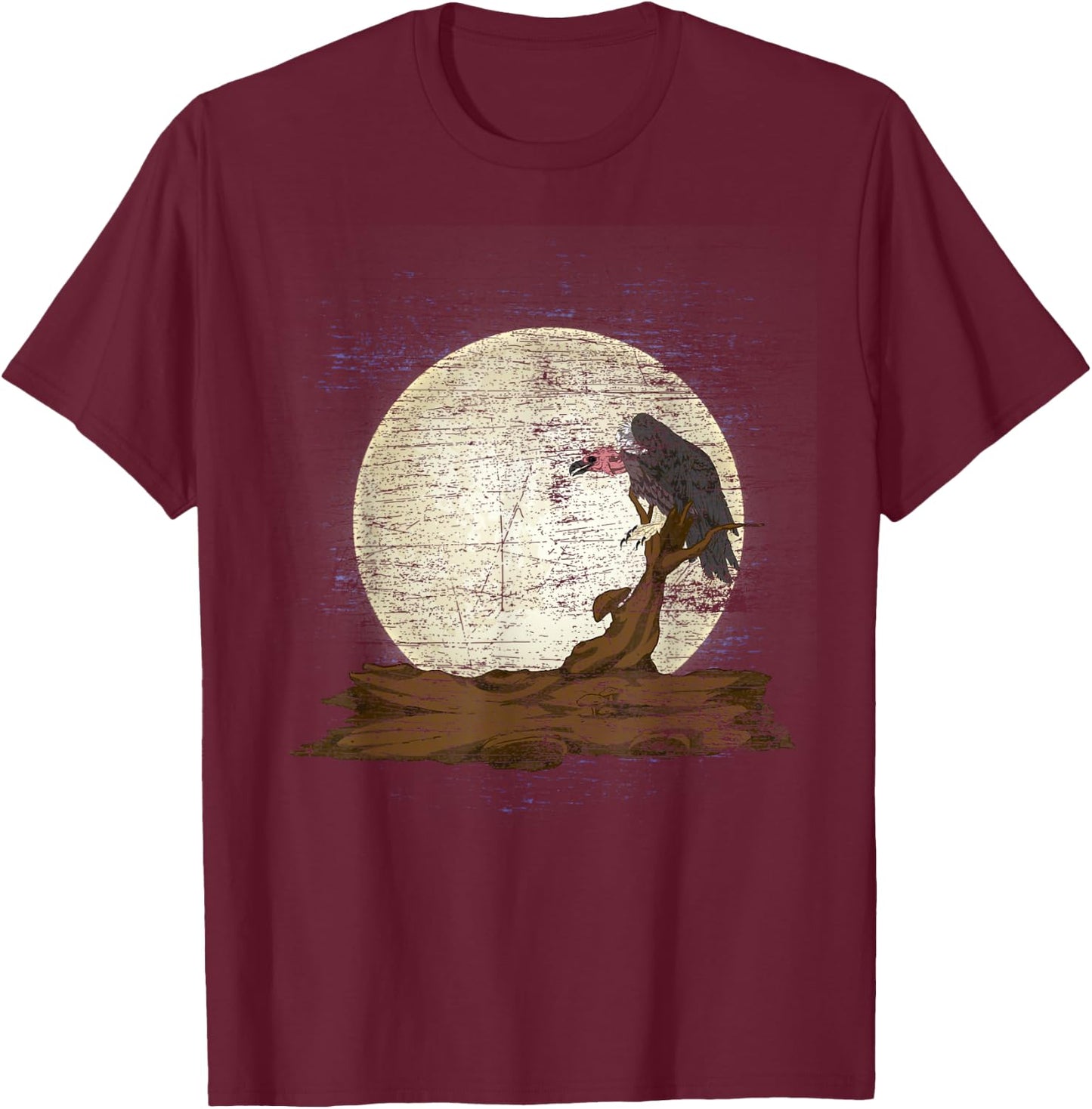 Scavenger Bird Moonlight Full Moon Turkey Vulture Vulture T-Shirt - T-Shirt | Maroon