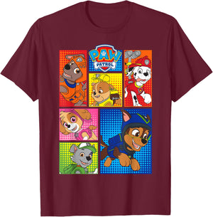 Paw Patrol Group Shot of Pups In Formen T-Shirt - T-Shirt | Maroon