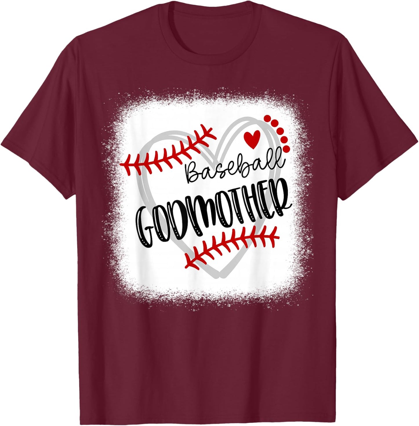 Personalized Baseball Heart Cute Godmother Women T-Shirt - T-Shirt | Maroon