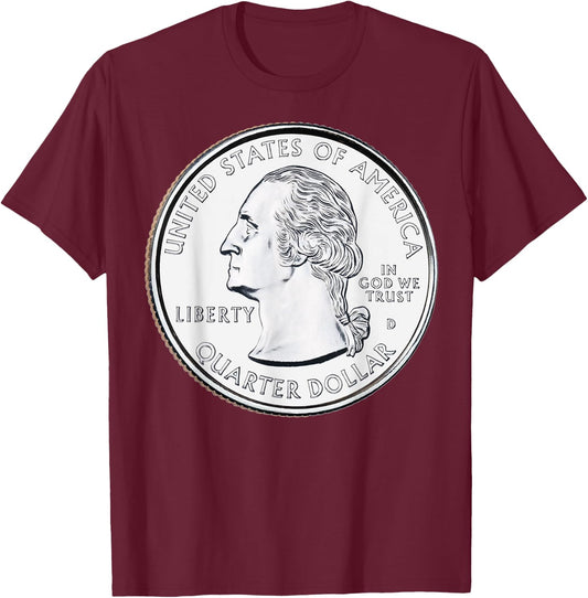 North Carolina USA Quarter Dollar United States T-Shirt - T-Shirt | Maroon