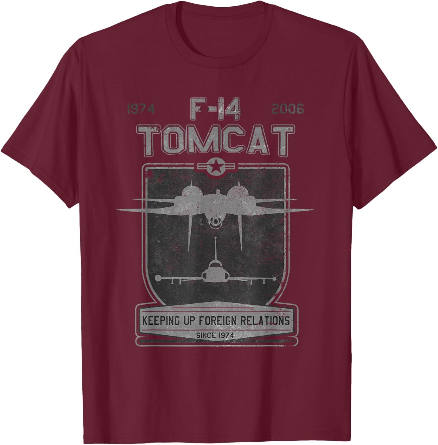 F-14 Tomcat Jet Keeping Up Foreign Relations Men Women Girls Kids T-Shirt - T-Shirt | Maroon