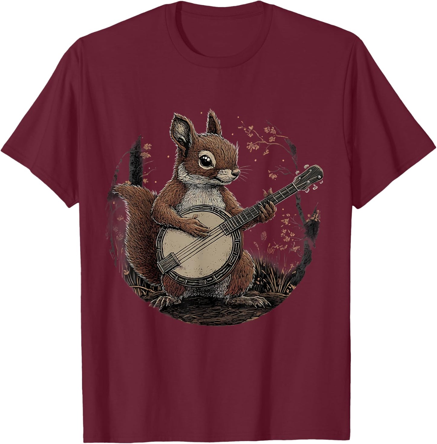 Banjo Squirrel Bluegrass Banjo Player Squirrel Playing Banjo T-Shirt - T-Shirt | Maroon