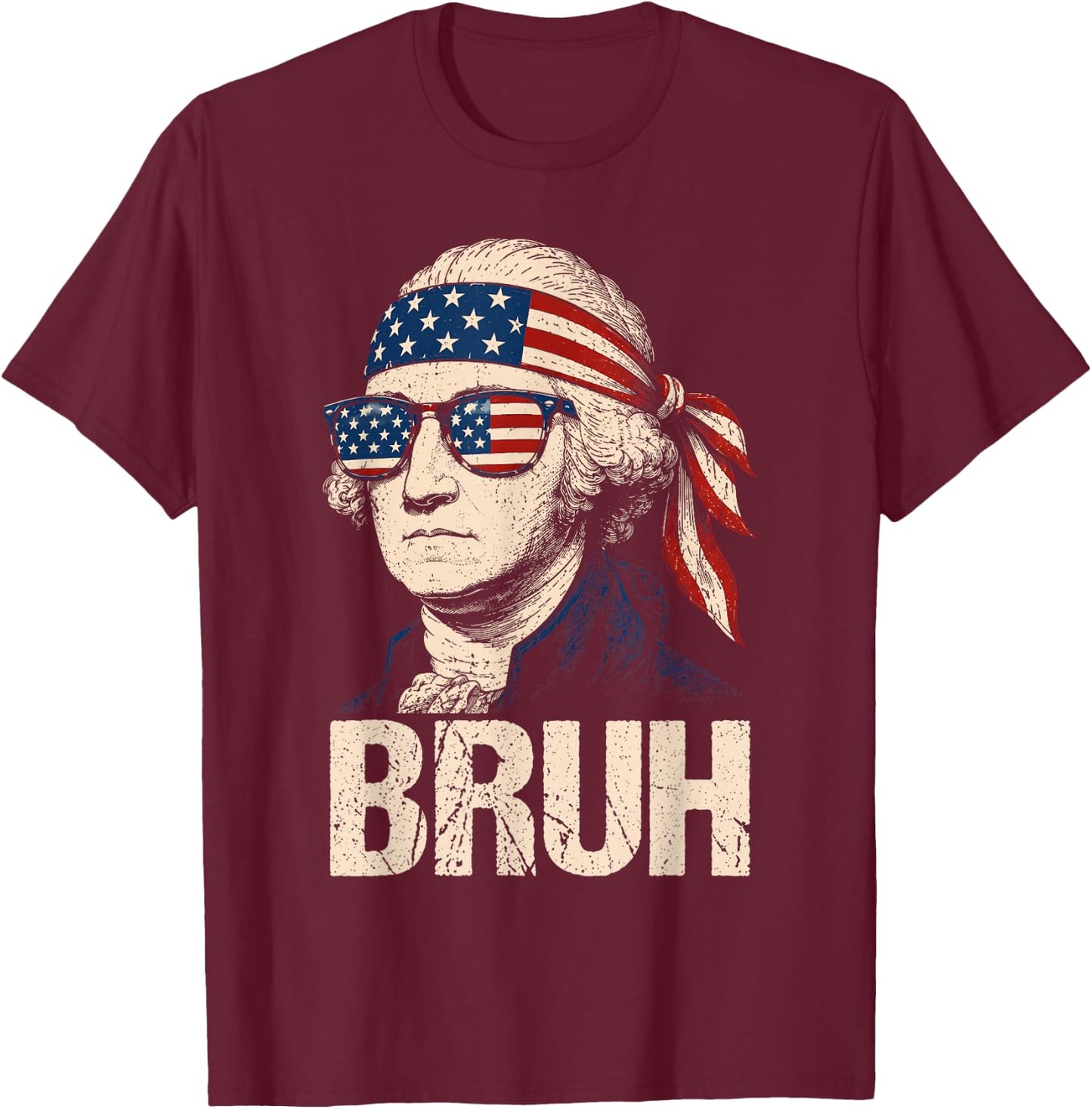 Bruh 4th of July George Washington American Patriotic Kids T-Shirt - T-Shirt | Maroon