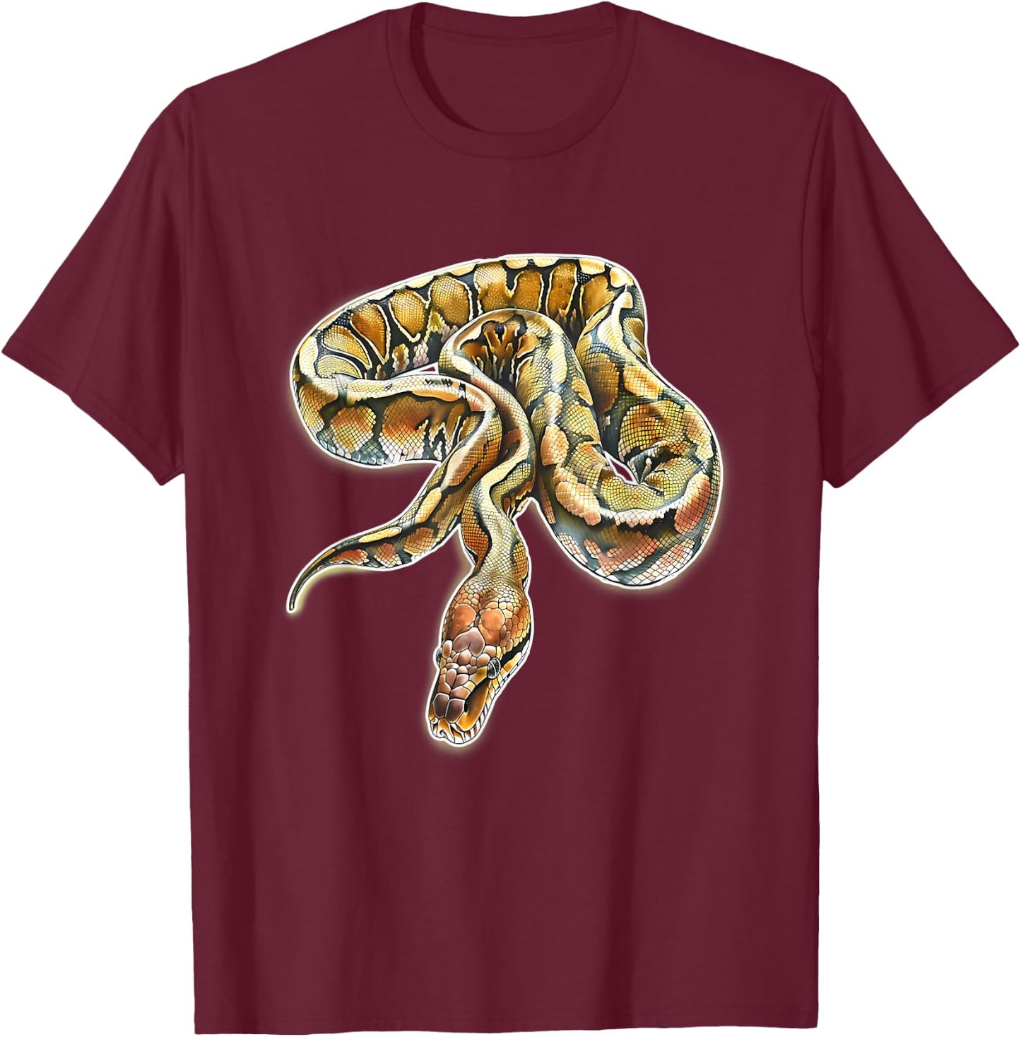 Burmese Python Snake Serpent T-Shirt - T-Shirt | Maroon