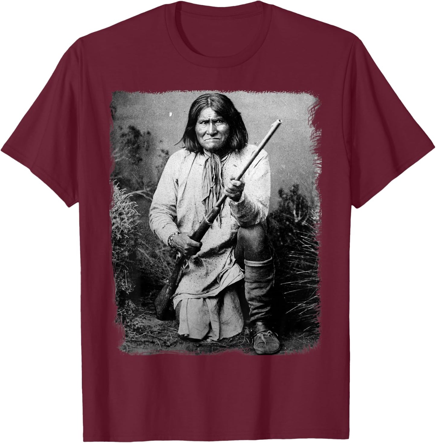 Geronimo t Shirt Warrior Native American T-Shirt - T-Shirt | Maroon