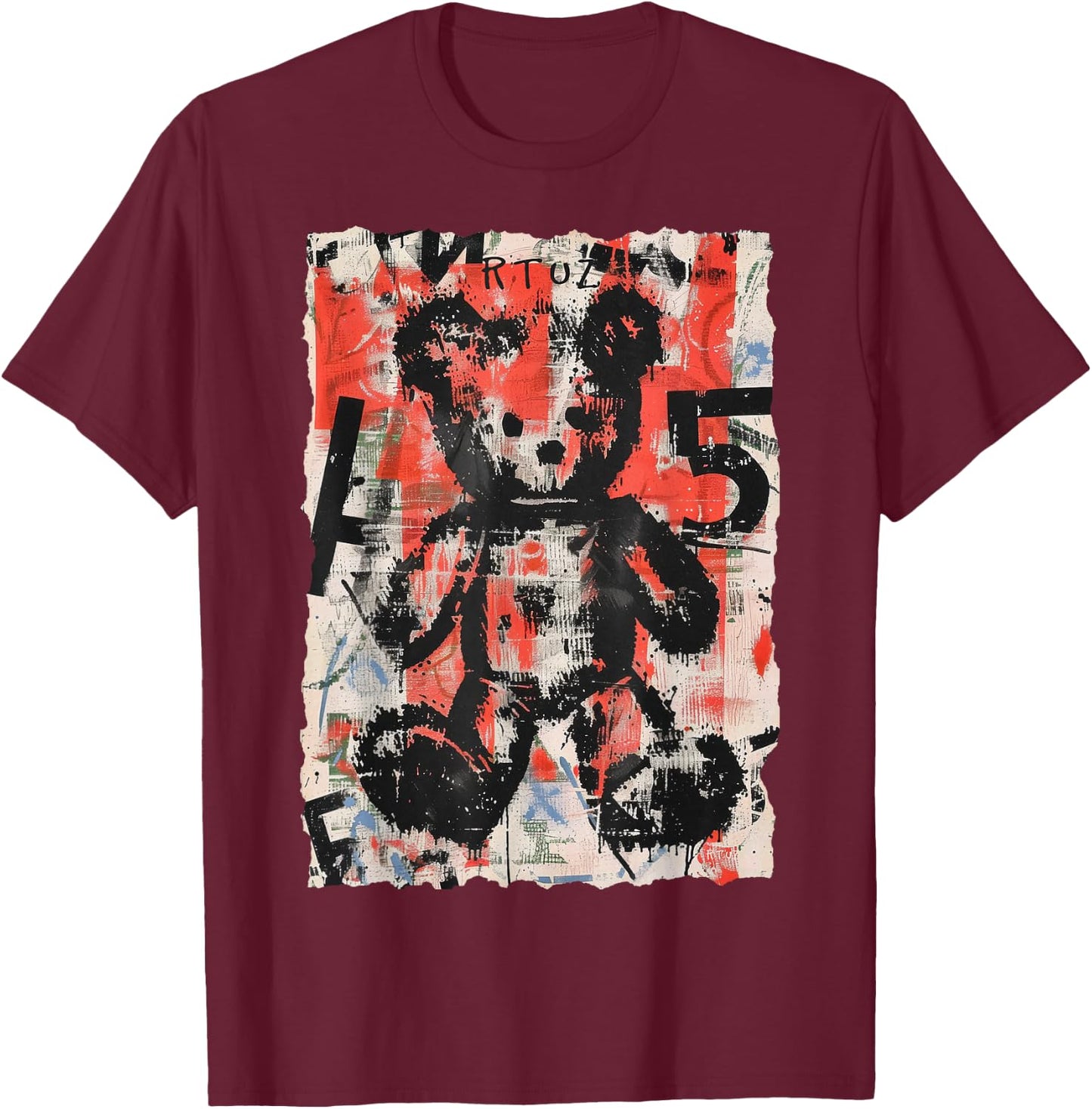 Teddy Bear Graffiti Vintage Teddy Streetwear Teddy , Black, S T-Shirt - T-Shirt | Maroon