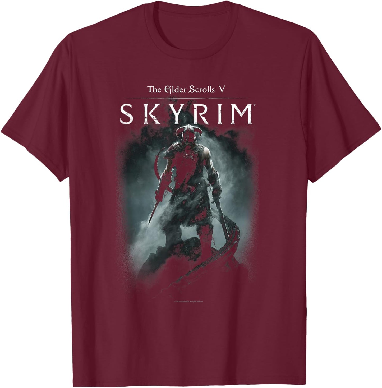Ripple Junction x Elder Scrolls Dragonborn In Silhouette , black T-Shirt - T-Shirt | Maroon