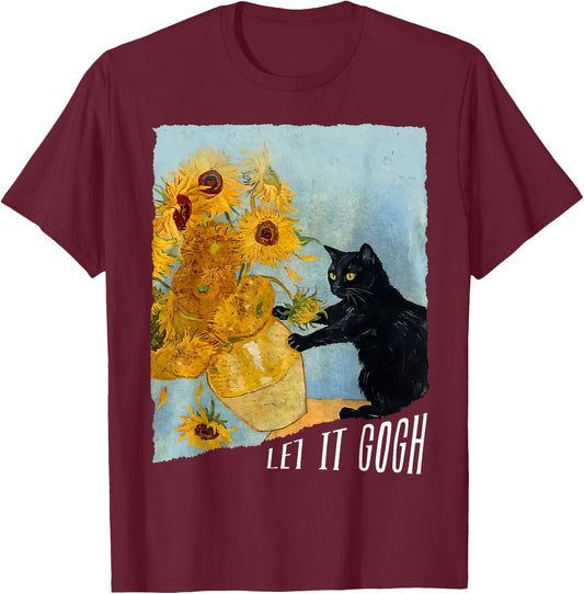 Let it Gogh Funny Vincent Van Gogh Starry Night Design T-Shirt - T-Shirt | Maroon