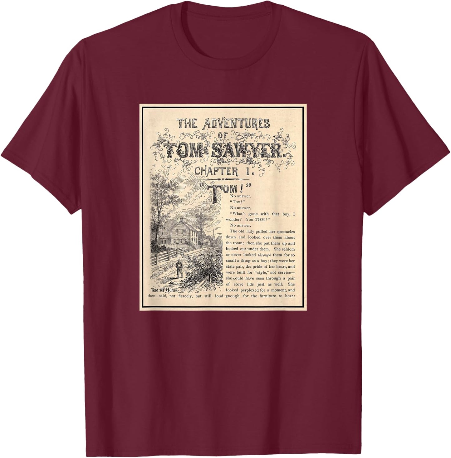 The Adventures of Tom Sawyer (1876) , Black, S T-Shirt - T-Shirt | Maroon