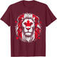 Patriotic Lion Maple Leaf Flag Canada Day Canadian Animal T-Shirt - T-Shirt | Maroon