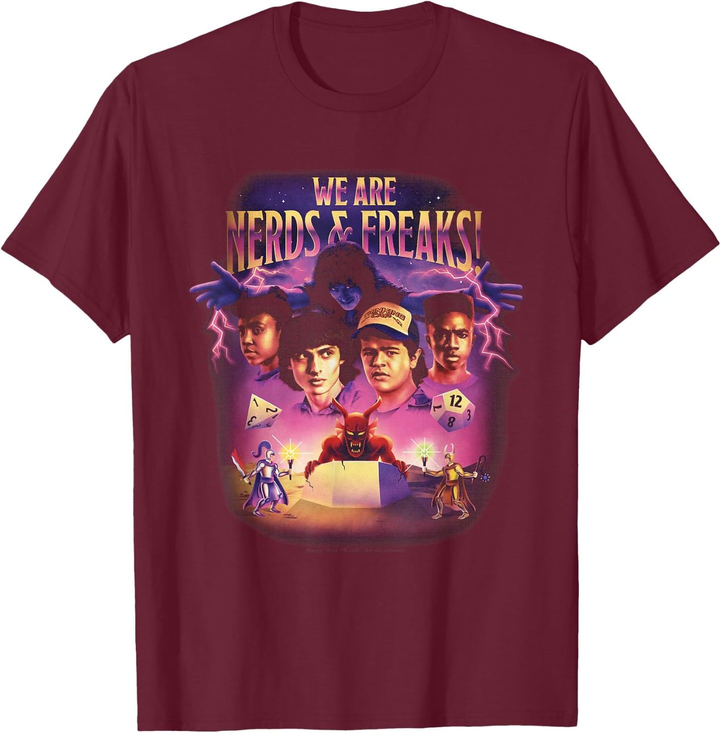 Stranger Things We Are Nerds & Freaks D&D Montage T-Shirt - T-Shirt | Maroon