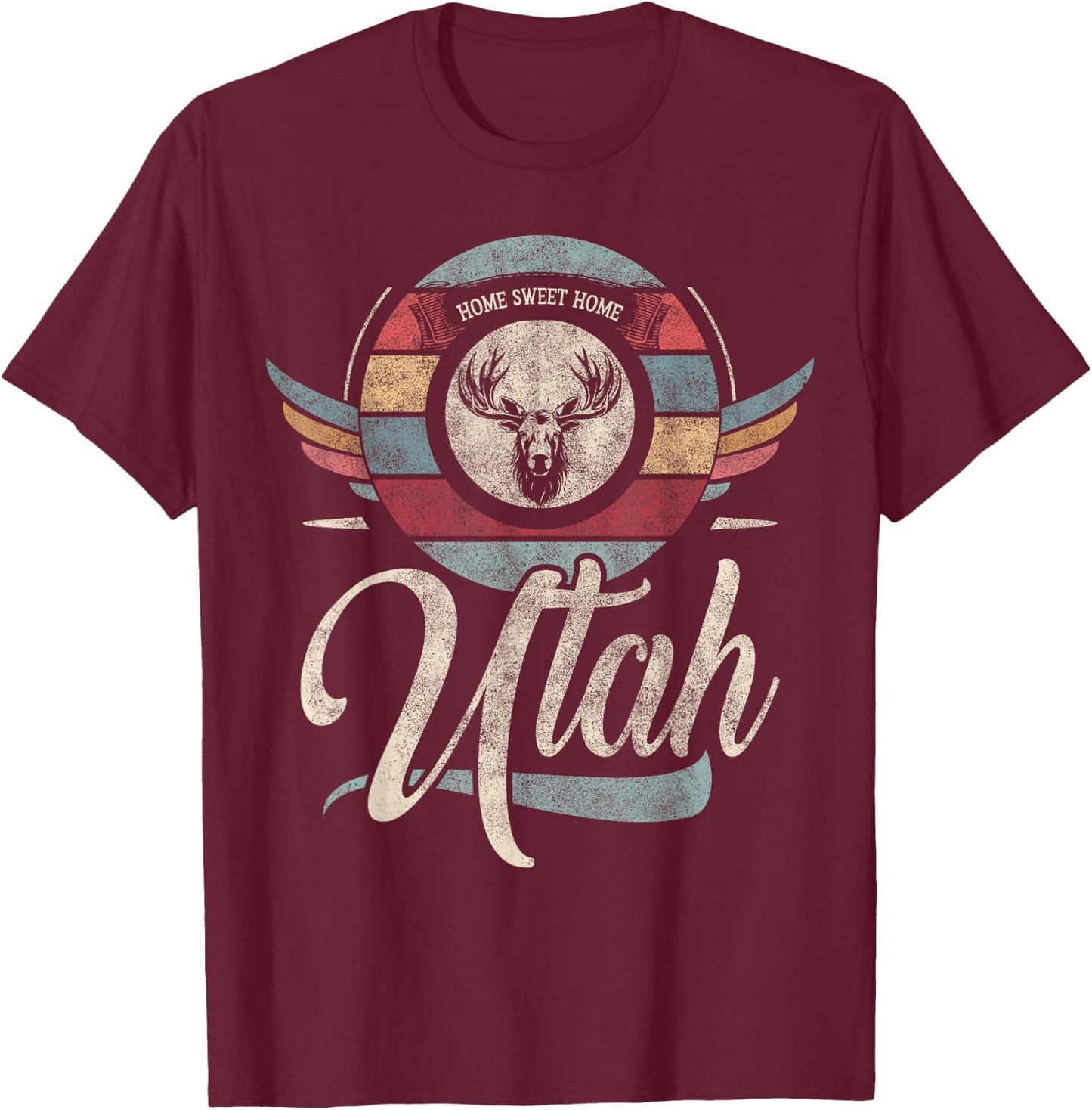 Utah vintage state animal Elk head retro sweet home boho T-Shirt - T-Shirt | Maroon