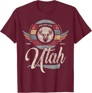 Utah vintage state animal Elk head retro sweet home boho T-Shirt - T-Shirt | Maroon