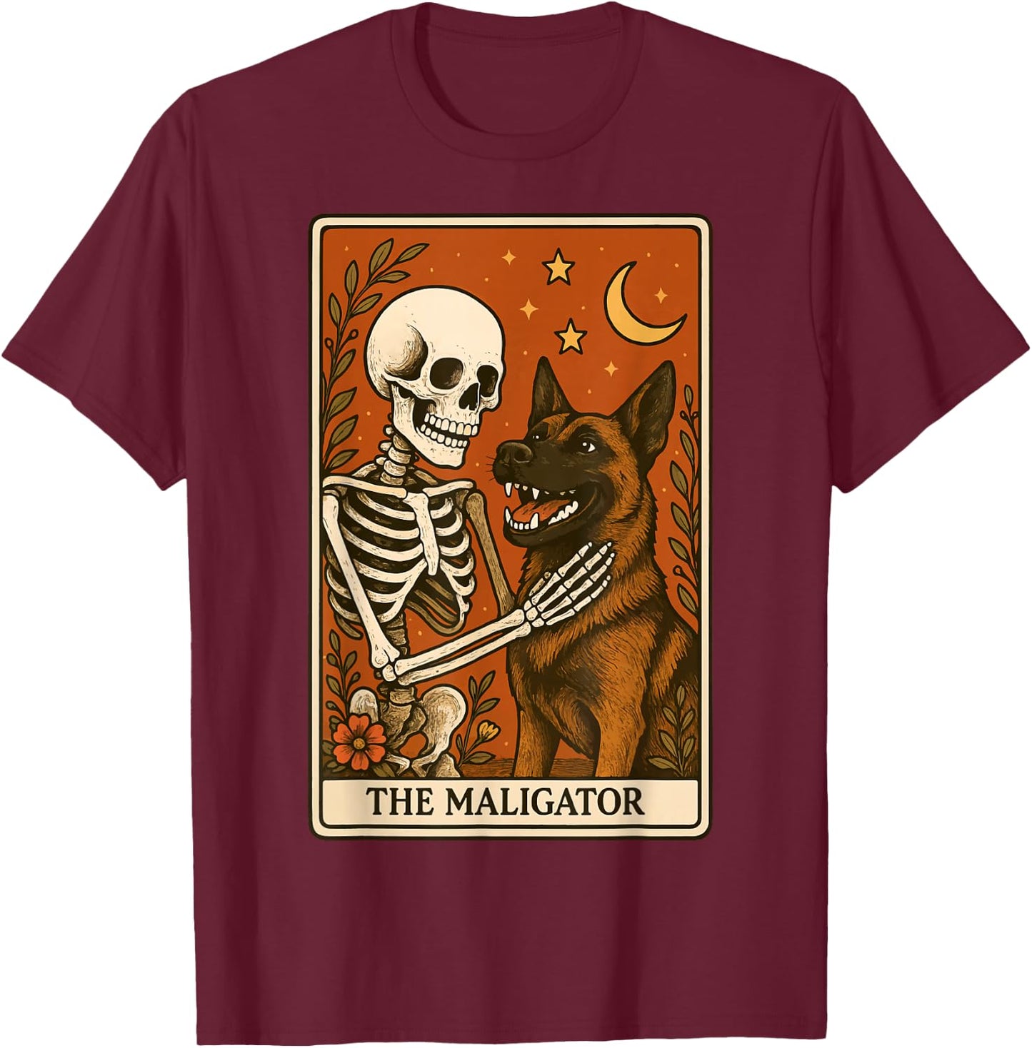 The Maligator Tarot Card T-Shirt - T-Shirt | Maroon