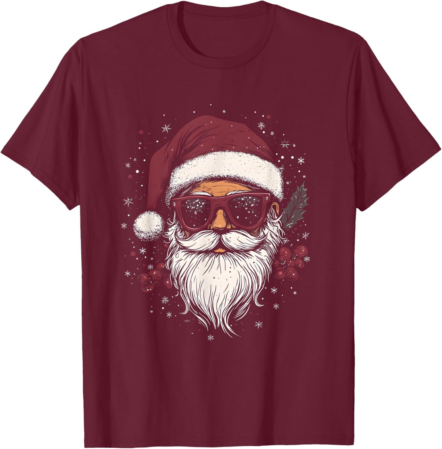 Cool Santa Claus with Sunglasses Christmas , black T-Shirt - T-Shirt | Maroon