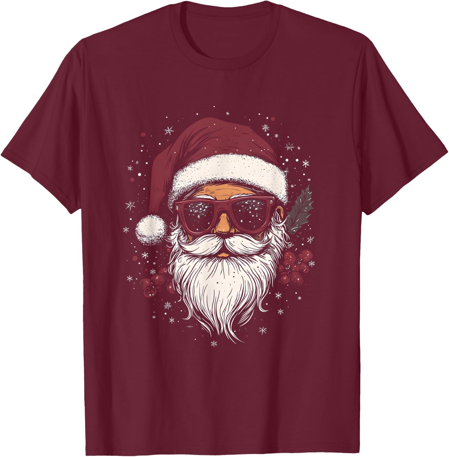 Cool Santa Claus with Sunglasses Christmas , black T-Shirt - T-Shirt | Maroon
