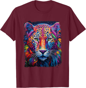 Pop Art Colorful Jaguar T-Shirt - T-Shirt | Maroon