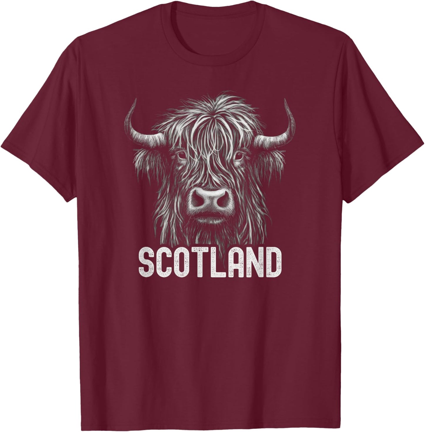 Scottish Highland Cow Scotland Trip T-Shirt - T-Shirt | Maroon