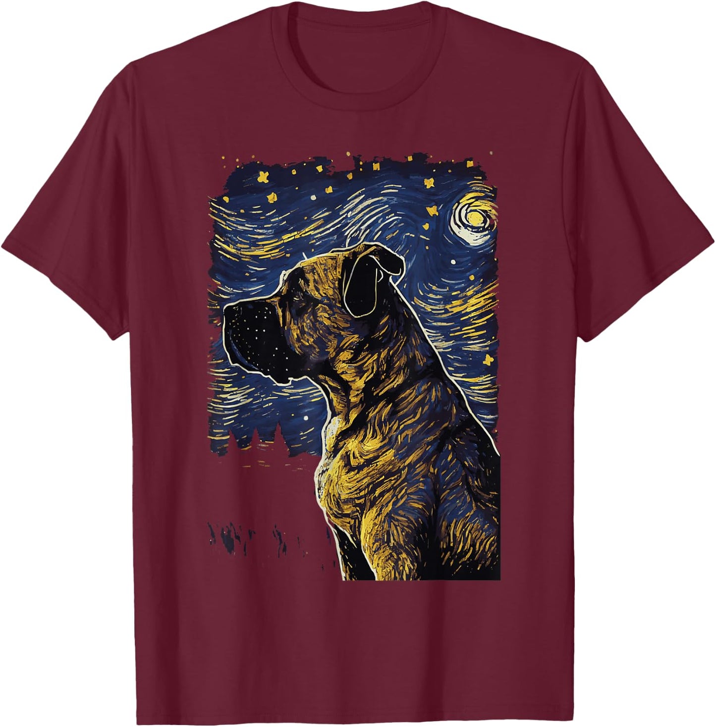 Presa Canario Starry Night Cane Corso Dogo Canario T-Shirt - T-Shirt | Maroon