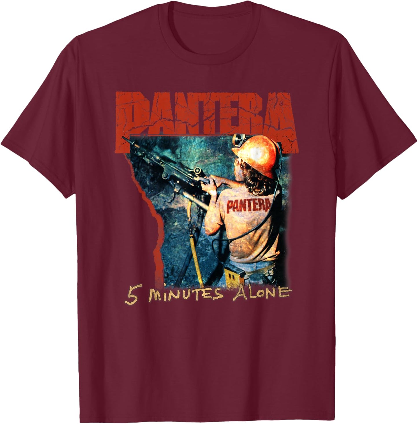 Pantera Offizielles 5 Minuten allein T-Shirt - T-Shirt | Maroon