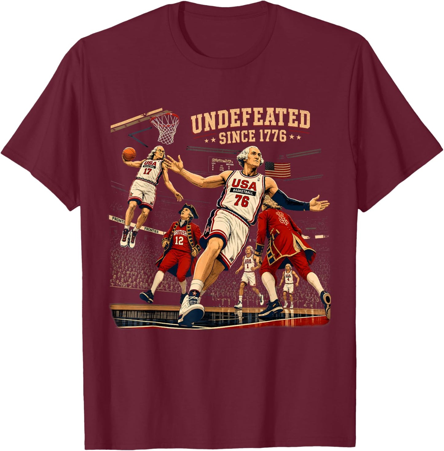 Undefeated Since 1776 Patriotic America 250th Anniversary T-Shirt - T-Shirt | Maroon
