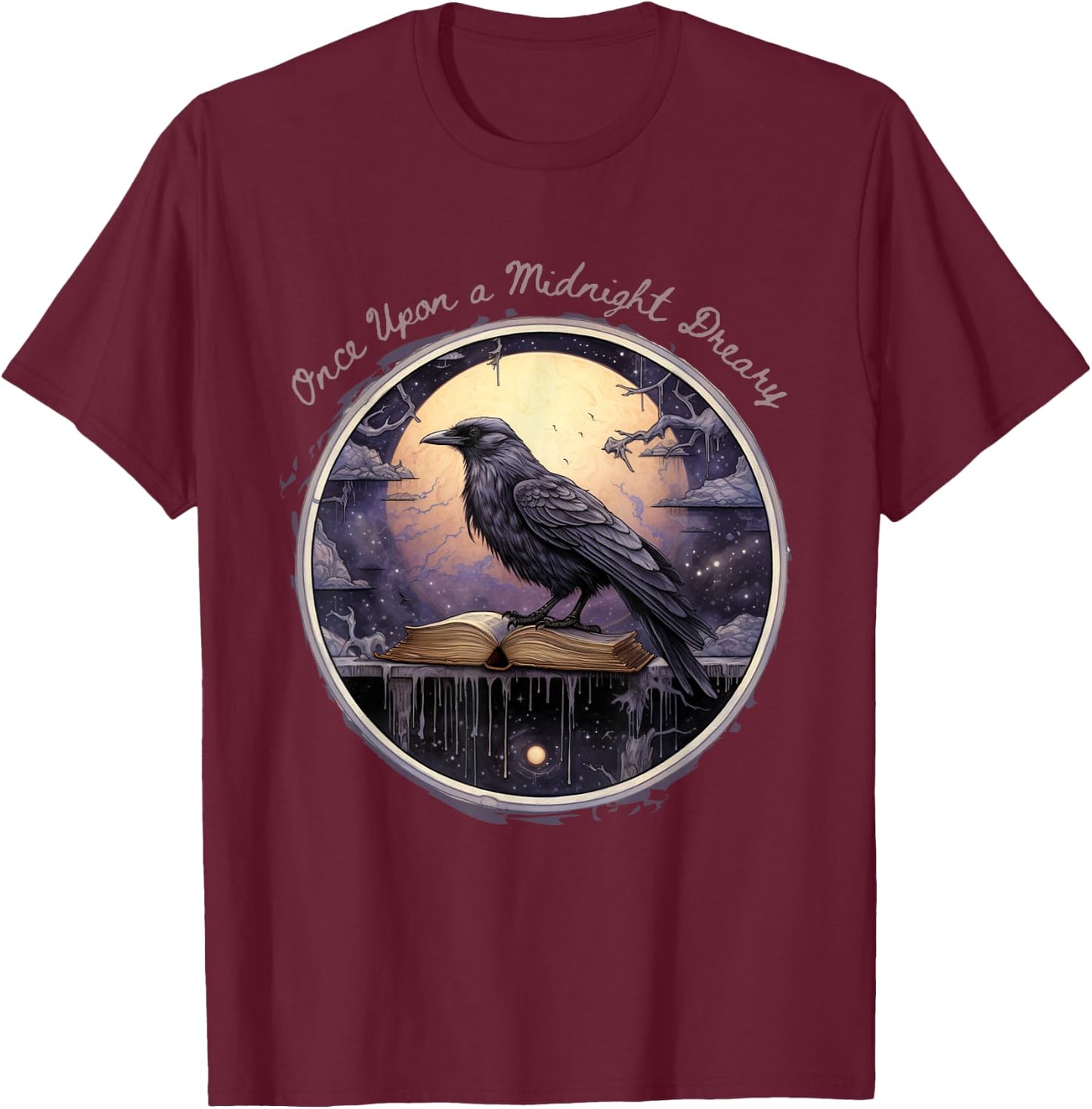 Fantasy Poe Raven: Midnight Rustless T-Shirt - T-Shirt | Maroon