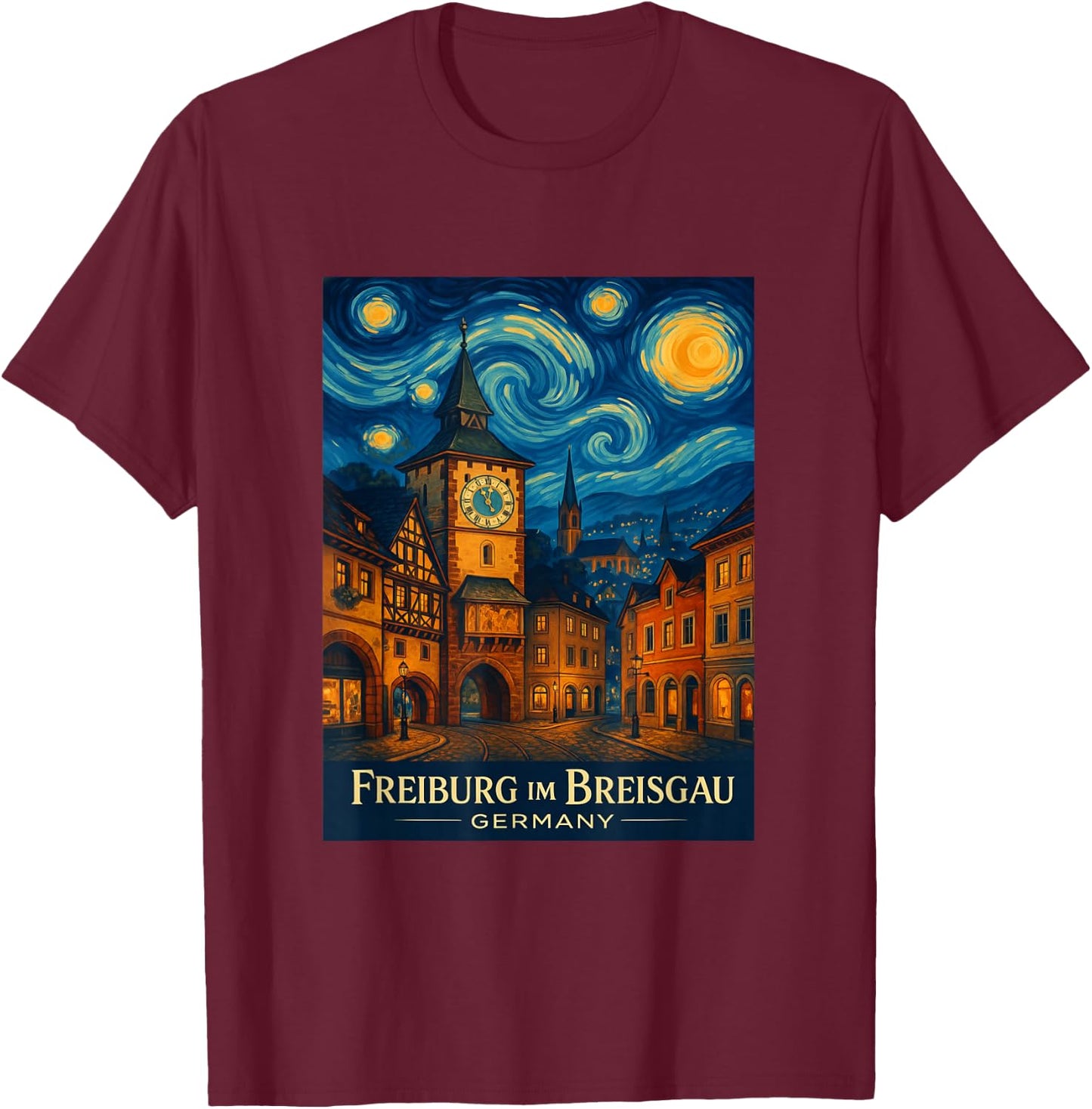 Freiburg Im Breisgau Skyline T-Shirt - T-Shirt | Maroon