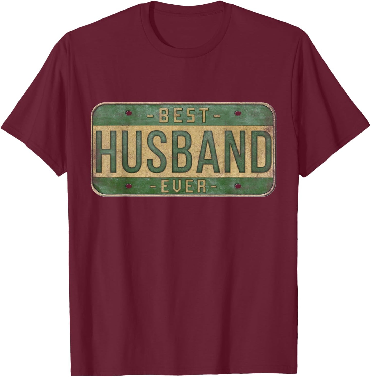 Best Husband Ever Vintage Car Plate Father's Day Dad T-Shirt - T-Shirt | Maroon
