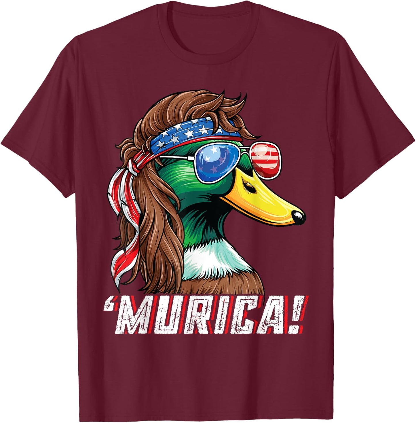 Patriotic Duck Hunter Shirt USA Funny Murica 4th of July Kids Men T-Shirt - T-Shirt | Maroon