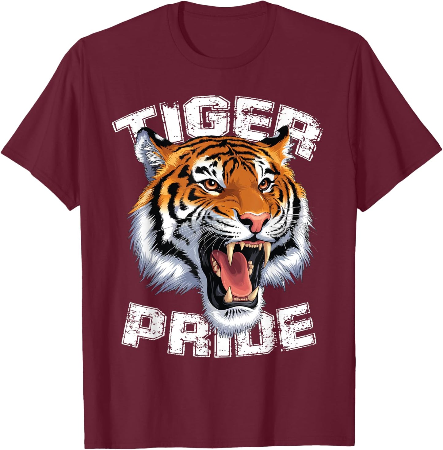 Tiger Pride Raor Retro Tiger School Sports Team T-Shirt - T-Shirt | Maroon