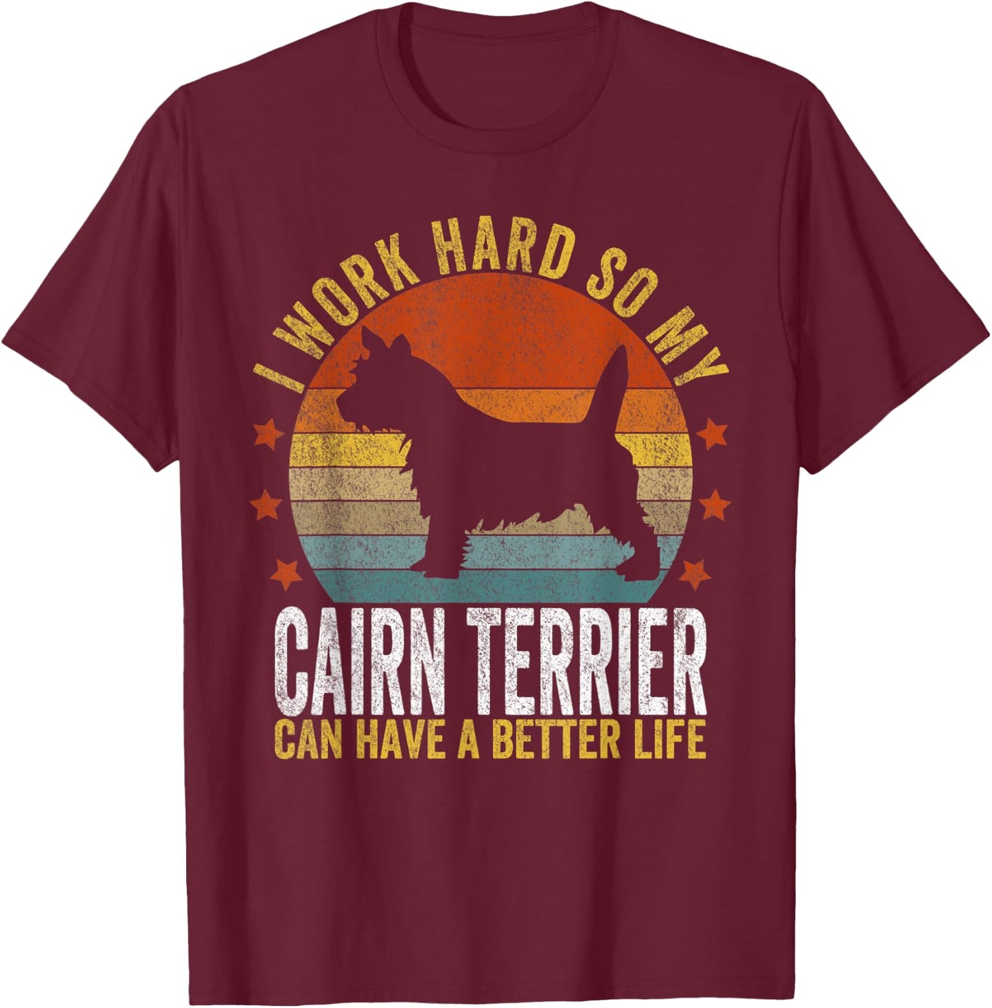 Funny Cairn Terrier Mom Cairn Terrier Dad Retro Vintage T-Shirt - T-Shirt | Maroon