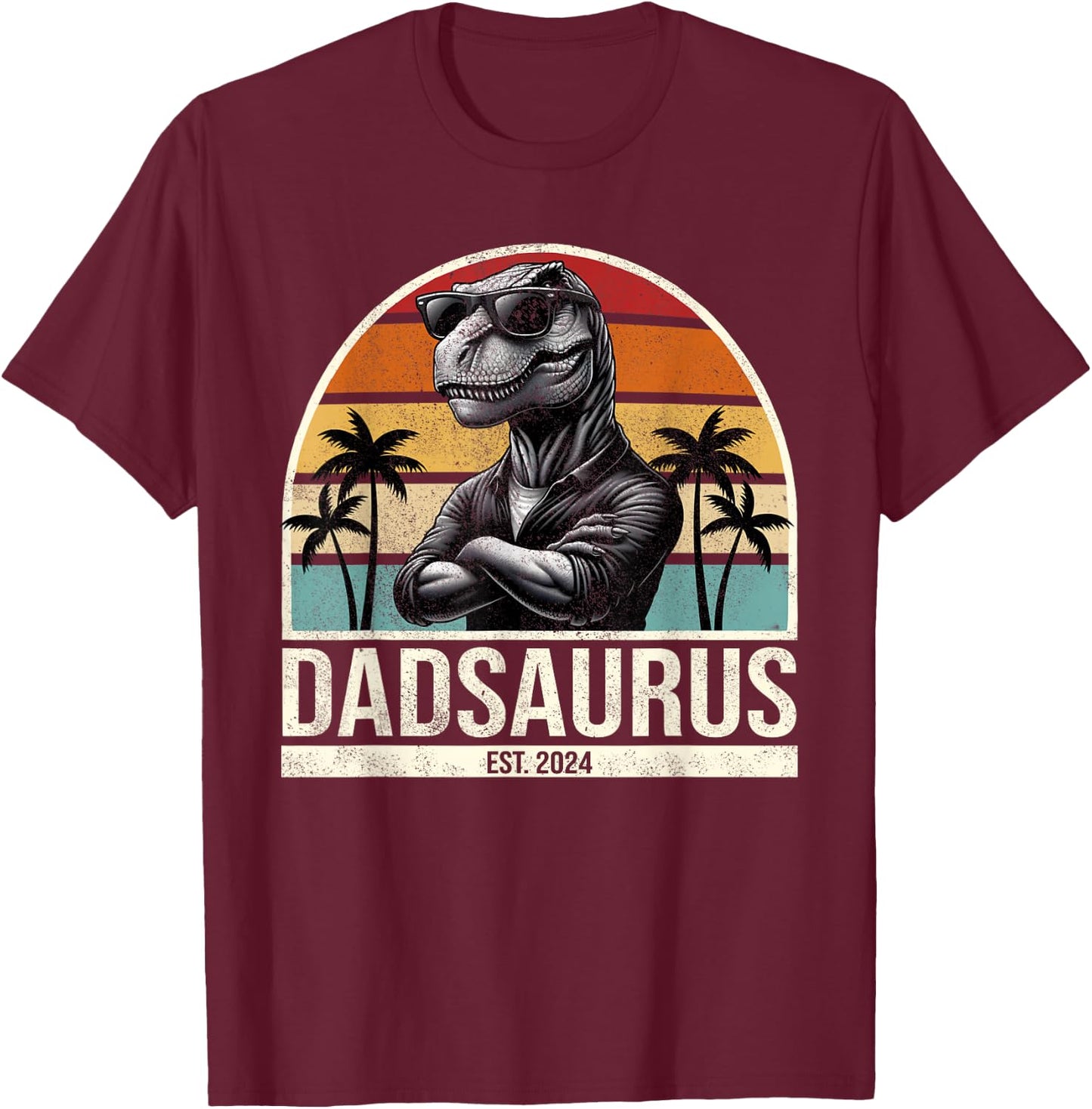Dad Est 2024 Promoted to Daddy 2024 Pregnancy Announcement T-Shirt - T-Shirt | Maroon