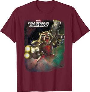 Marvel Guardians of the Galaxy Angry Rocket Poster T-Shirt - T-Shirt | Maroon