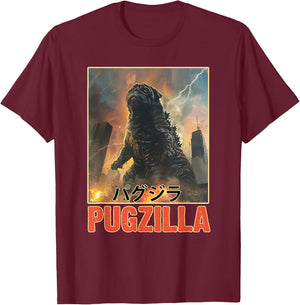 Funny Pug Vintage Styles Animal Vintage Art Pug Dog Kawai Pet Lovers Pugzilla Funny Outfits T-Shirt - T-Shirt | Maroon