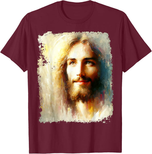 Jesus Christ Head T-Shirt - T-Shirt | Maroon