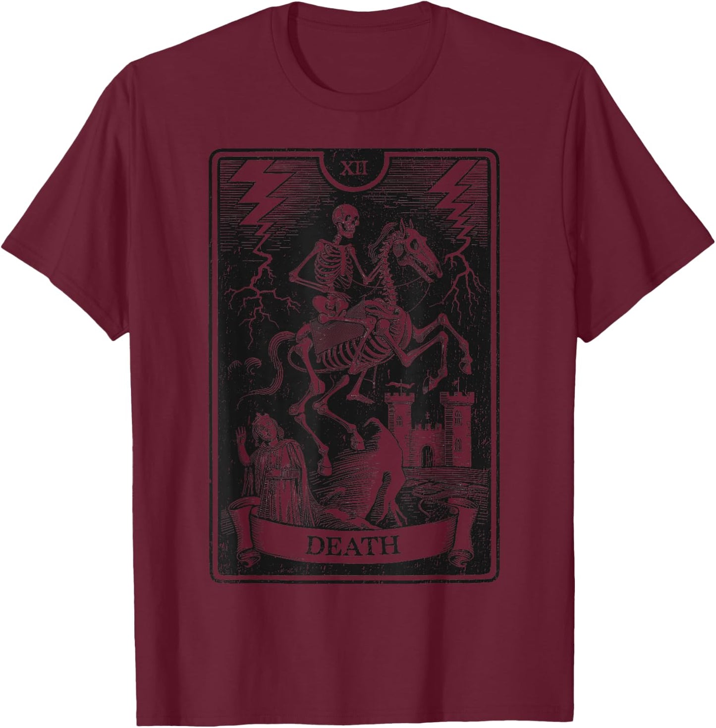 Esoteric Mystic Spiritual Tarot Card Streetwear , grey, S T-Shirt - T-Shirt | Maroon