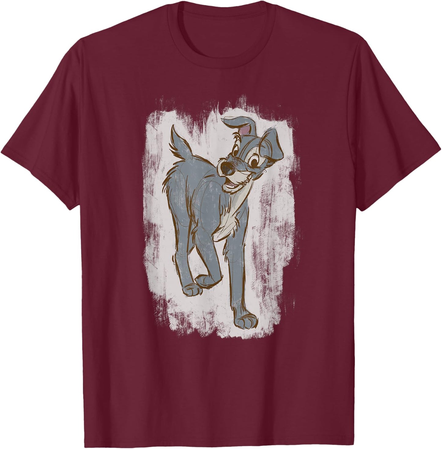 Disney Lady And The Tramp Strut Sketch T-Shirt - T-Shirt | Maroon