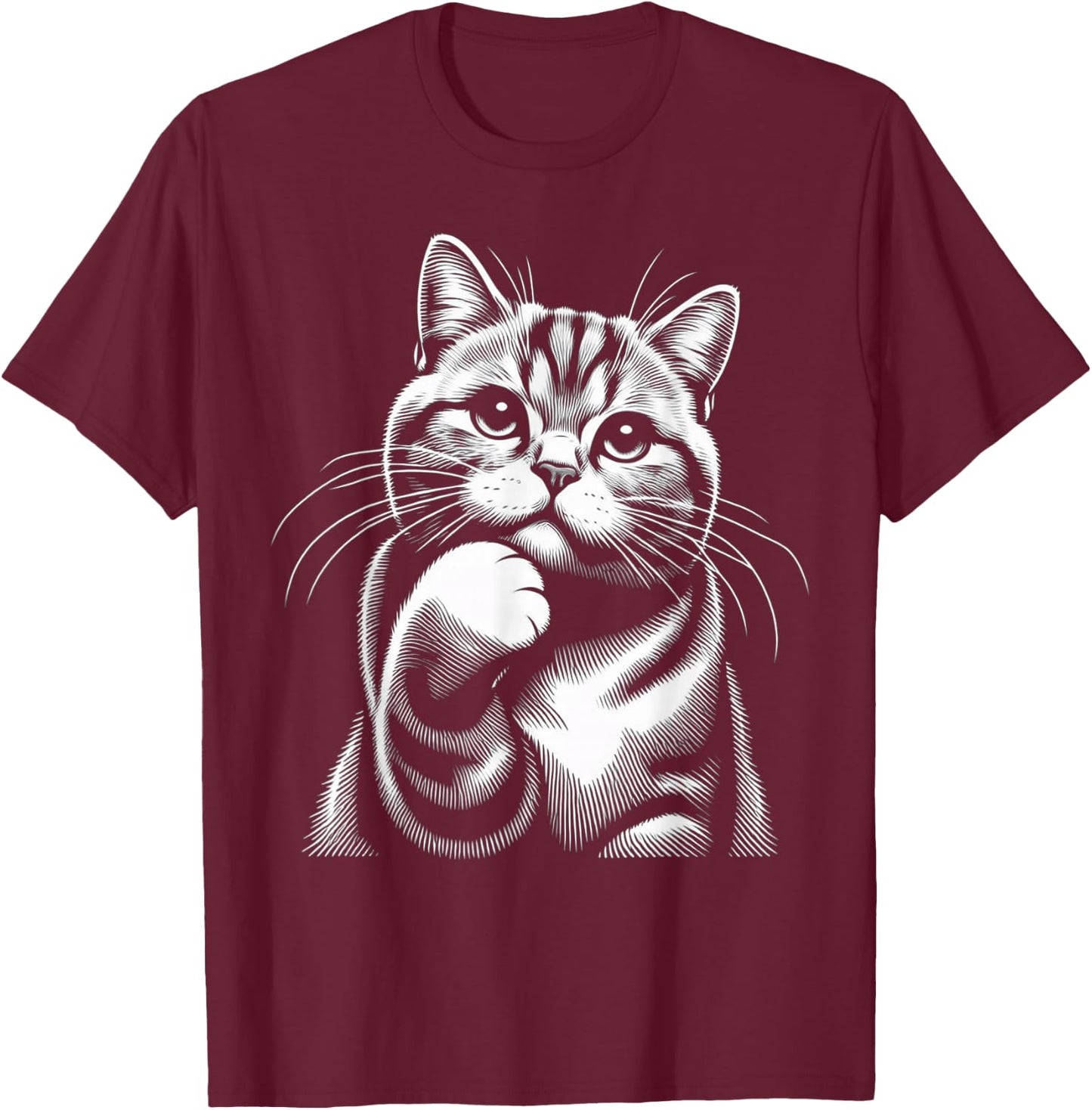 Cute Tabby Cat Paw T-Shirt - T-Shirt | Maroon