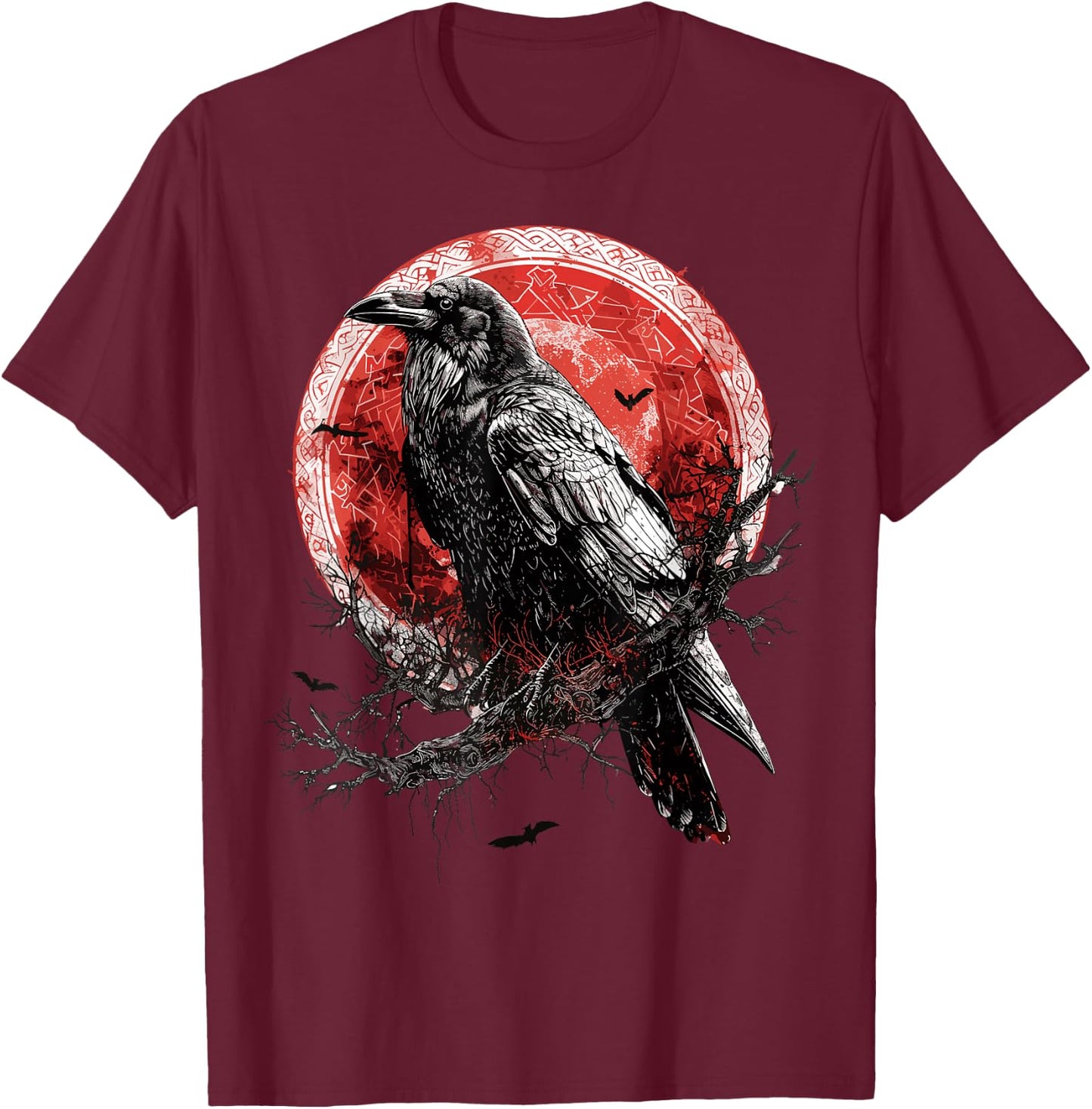 Odin Ravens Huginn & Muninn Vegvisir Vikings Myth Norse T-Shirt - T-Shirt | Maroon