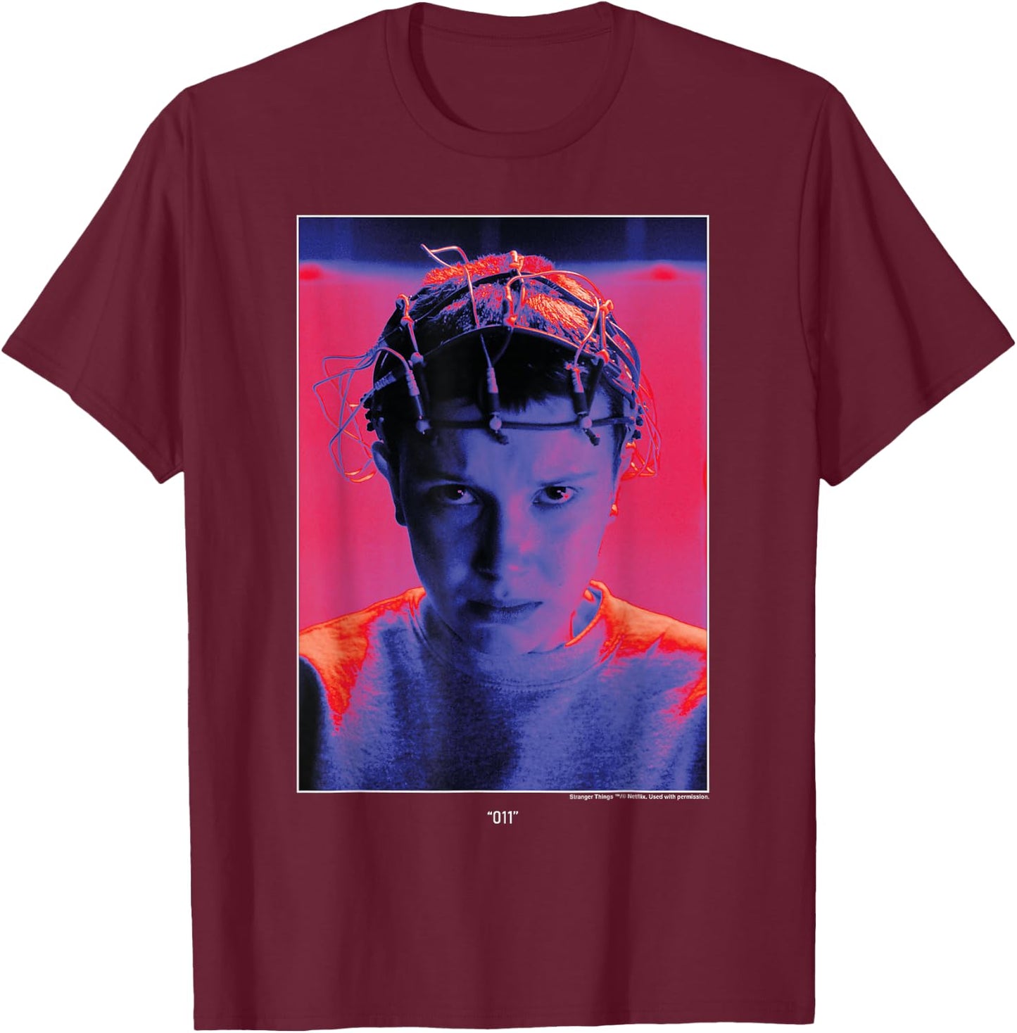 Stranger Things Eleven 011 Electrodes T-Shirt - T-Shirt | Maroon