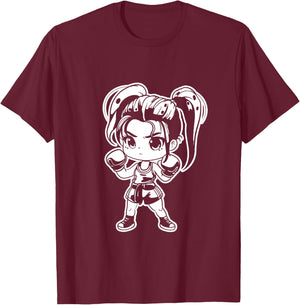 Kickboxing Girl Manga Style for Girls T-Shirt - T-Shirt | Maroon