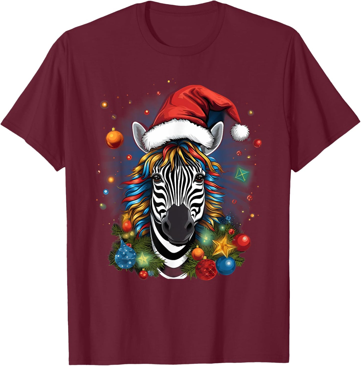 Xmas Zebra Christmas T-Shirt - T-Shirt | Maroon