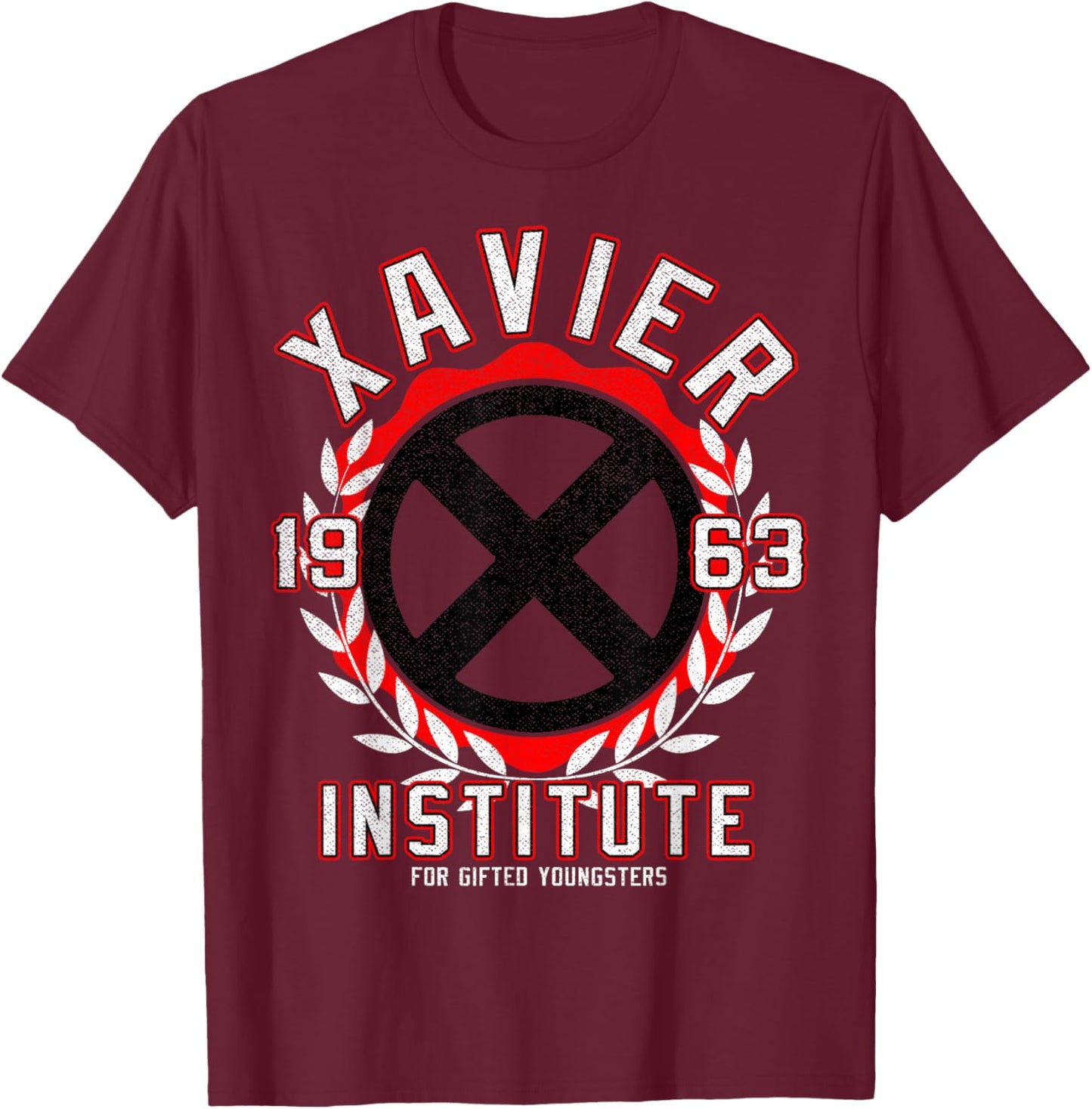 Marvel X-Men Xavier Institute Logo Vintage Graphic T-Shirt - T-Shirt | Maroon