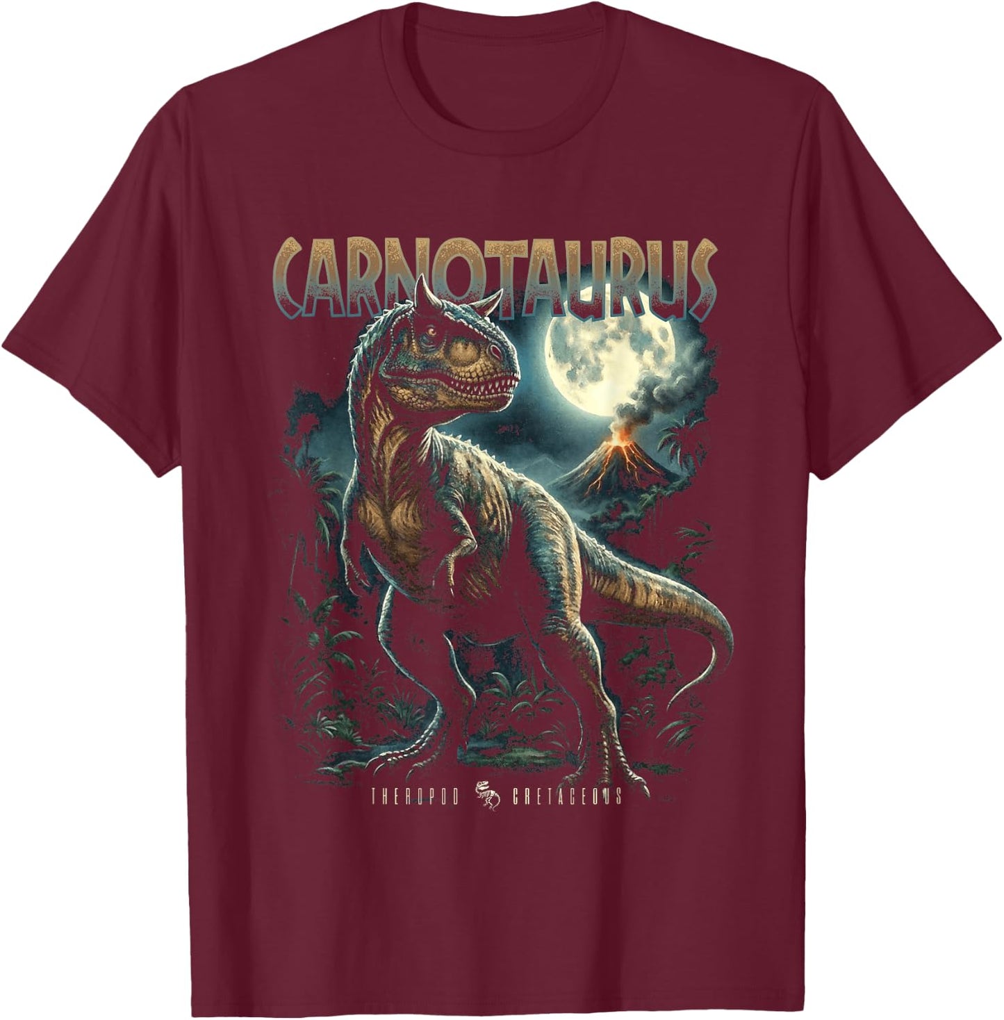 Vintage Carnotaurus 90er Bootleg Dinosaurier prähistorischer Dino T-Shirt - T-Shirt | Maroon