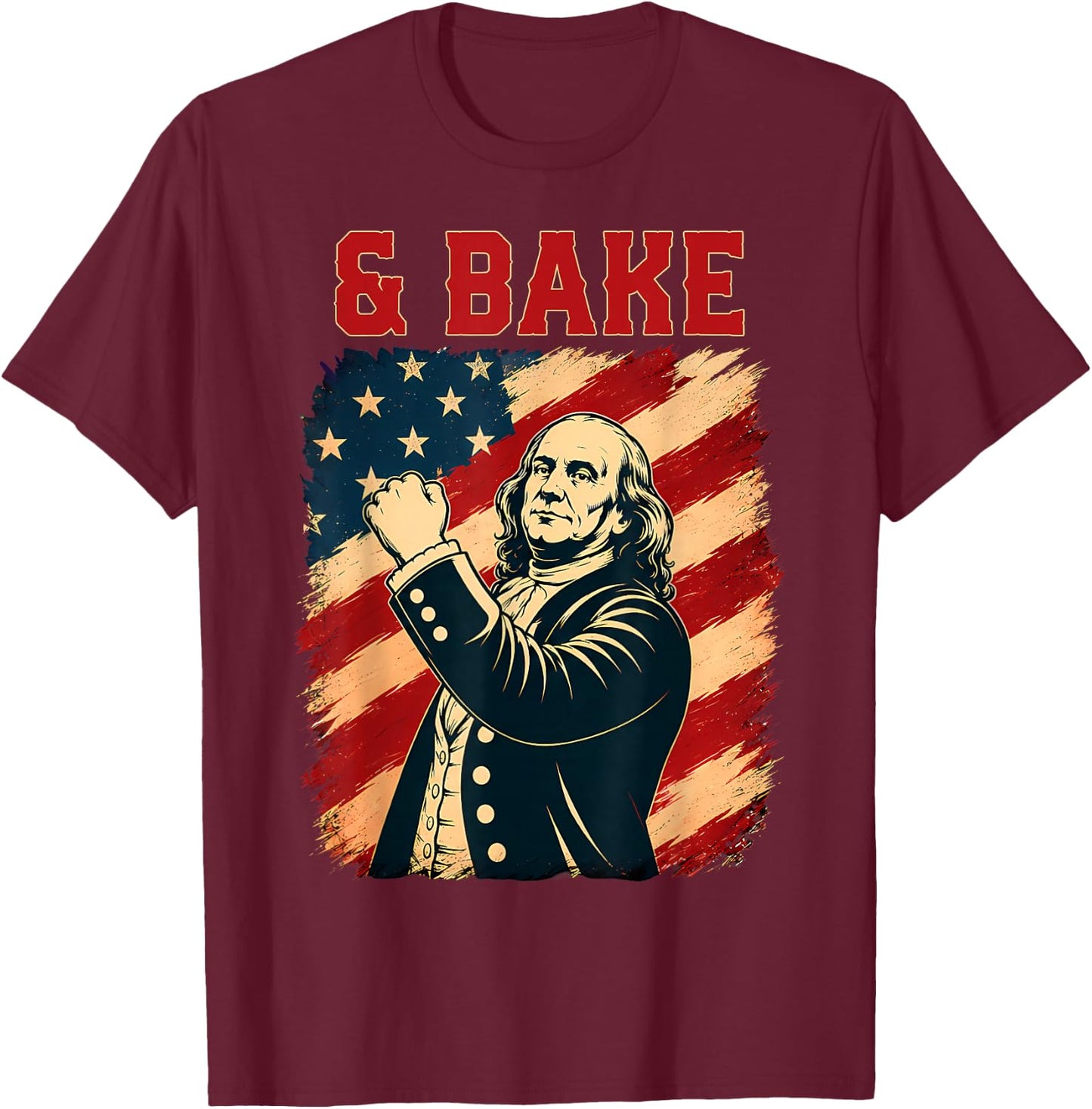 Funny Shake and Bake 4th of July Couple Matching T-Shirt - T-Shirt | Maroon