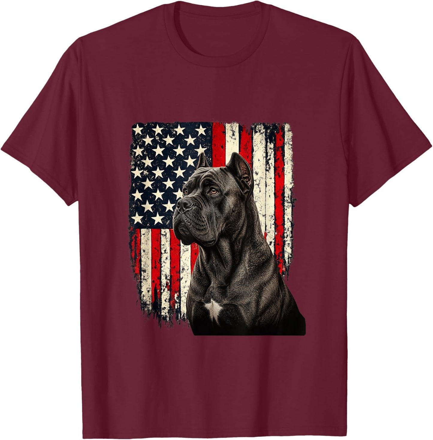 Cane Corso 4th July USA American Flag Cane Corso Lovers T-Shirt - T-Shirt | Maroon